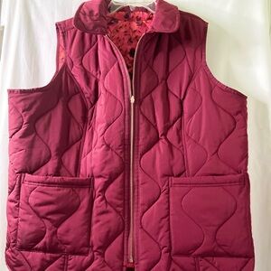 NWOT Reversible quilted merlot floral zipper vest SZ 3XL